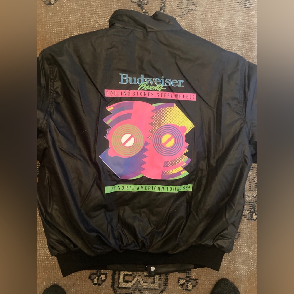 NWT Vtg 80’s 1989 Rolling Stones Steel Wheels Tour Quilted Bomber jacket! RARE